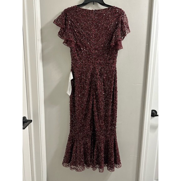 Elegant Burgundy Sequin Dress - Picture 11 of 16